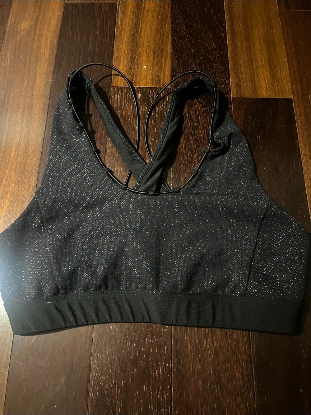 soulcycle Black Sparkle Cross-Back Sports Bra